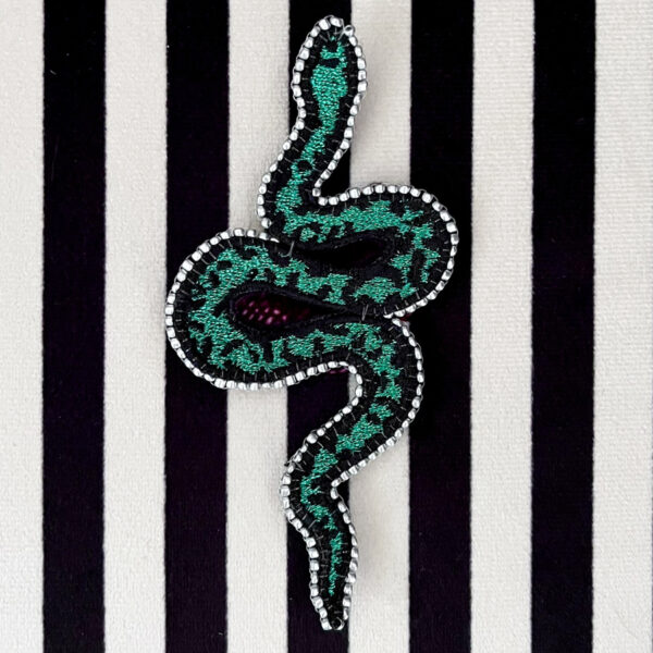Broche Serpent Vert Métallique