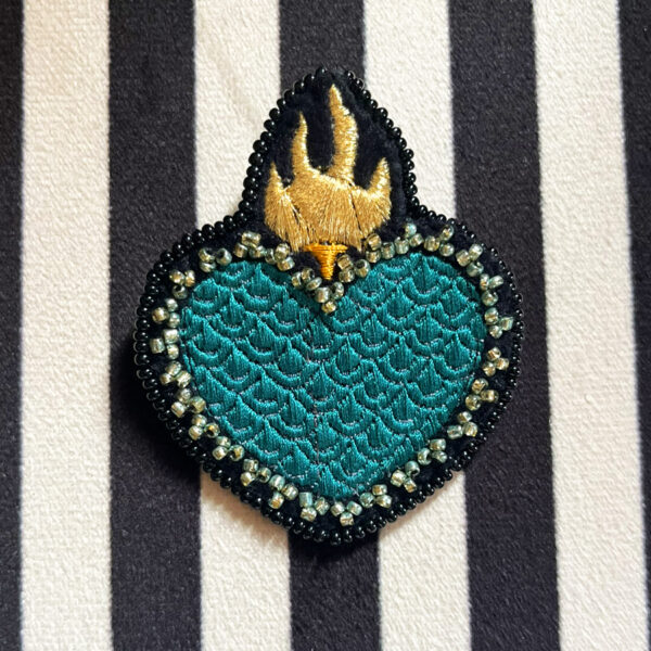 Broche Coeur Sacré Vert