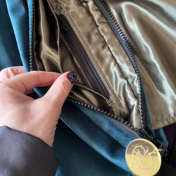 Sac Besace✨Astres ✨en velours bleu paon – Image 3