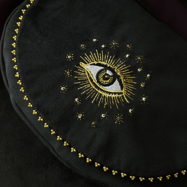 Sac Besace✨Oeil protecteur✨perlé en velours noir – Image 2