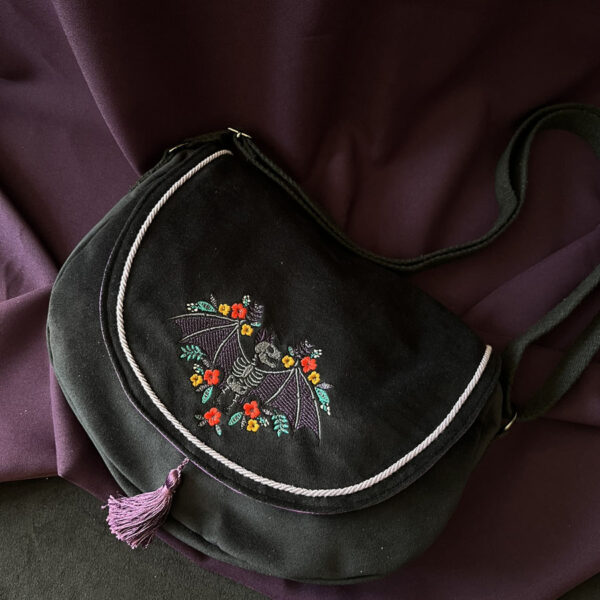 Sac Besace Pompons✨Chauve-souris✨en velours noir