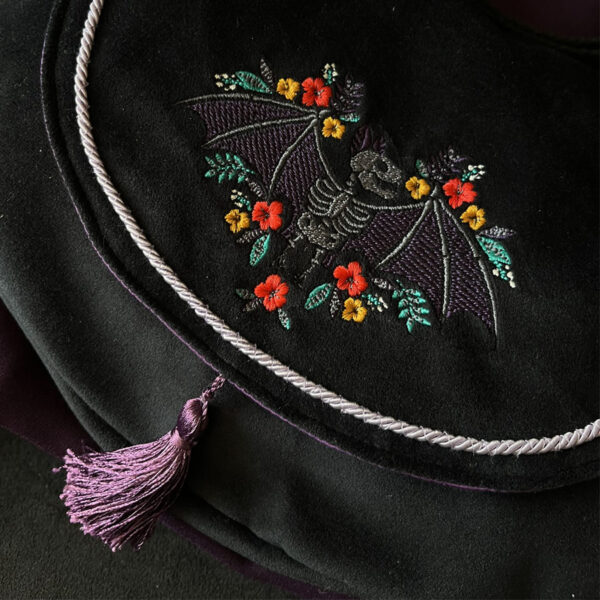Sac Besace Pompons✨Chauve-souris✨en velours noir – Image 2