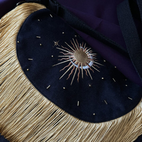 Sac Besace✨Astres ✨en velours noir – Image 2