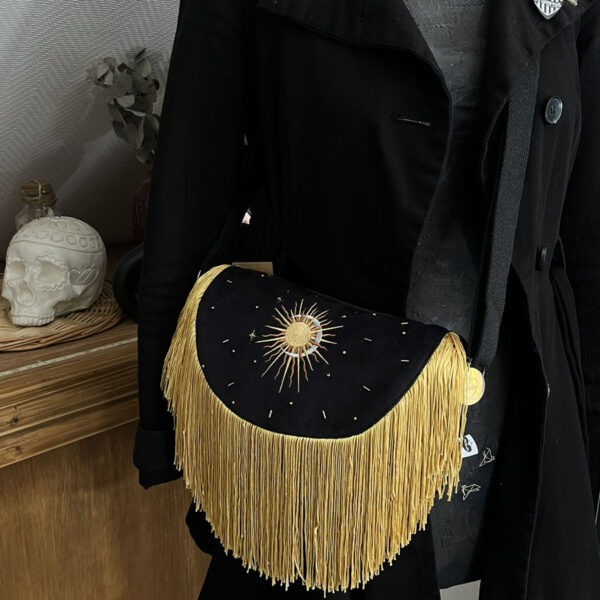 Sac Besace✨Astres ✨en velours noir – Image 4