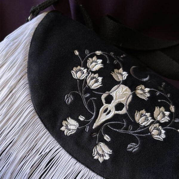 Sac Besace✨Corbeau✨frangé en velours noir – Image 2
