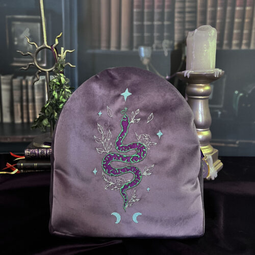 Sac à dos Lune Ophidienne en velours parme