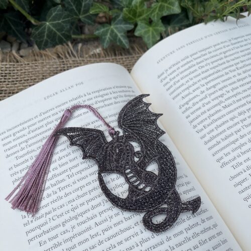 Marque-page "Dracarys" Dentelé marron et argenté