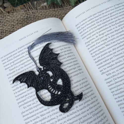 Marque-page "Dracarys" Dentelé noir et argenté