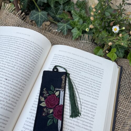 Marque-page "La rose et la lame" velours