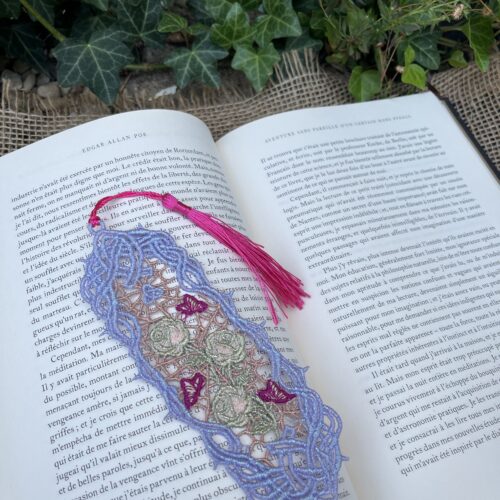 Marque-page "De roses et de ronces" fushia